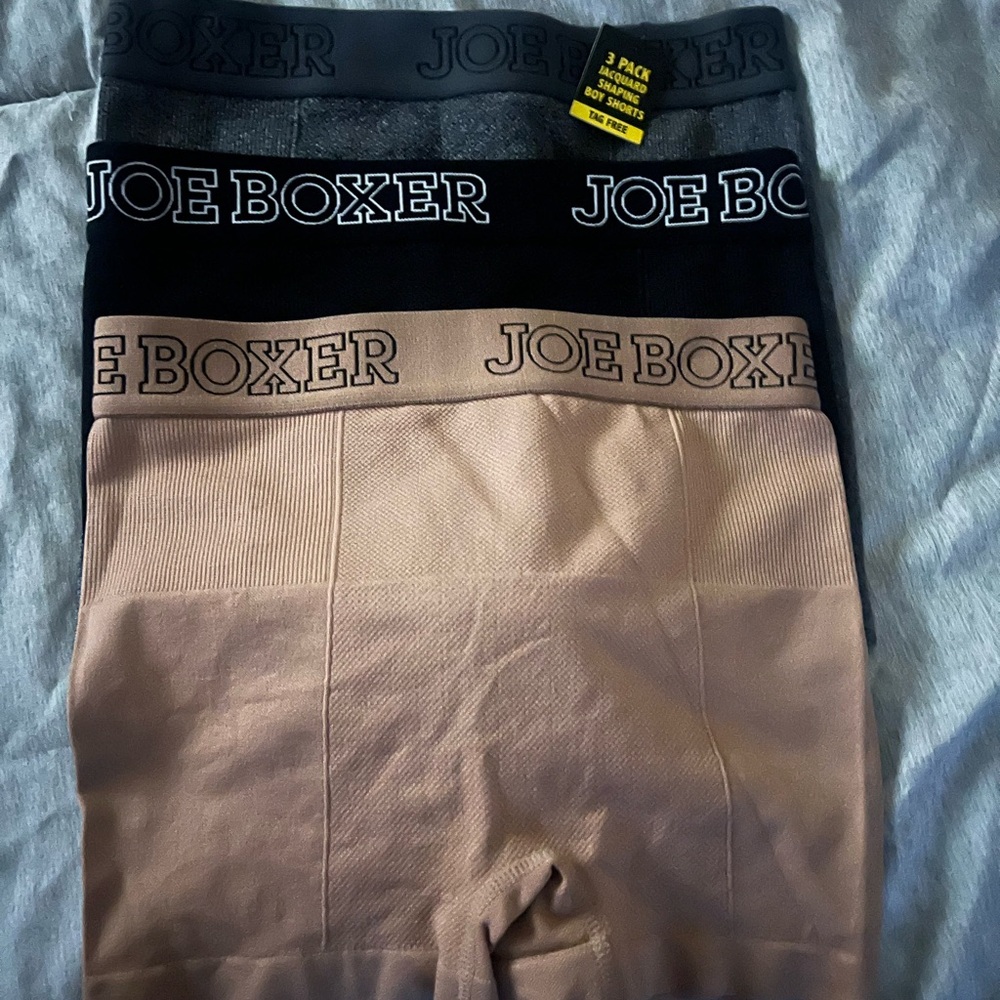 Joe Boxer 3-Pack shaping boy shorts in Black, Gray, and Tan